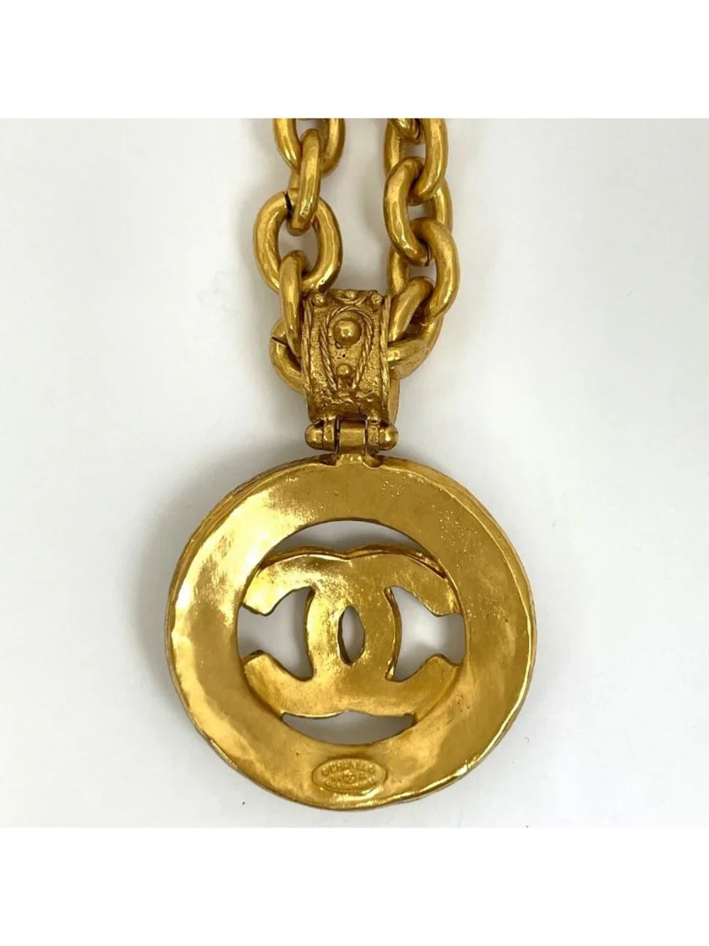 Chanel CC Logo Chain Necklace Long Round Gold Plated